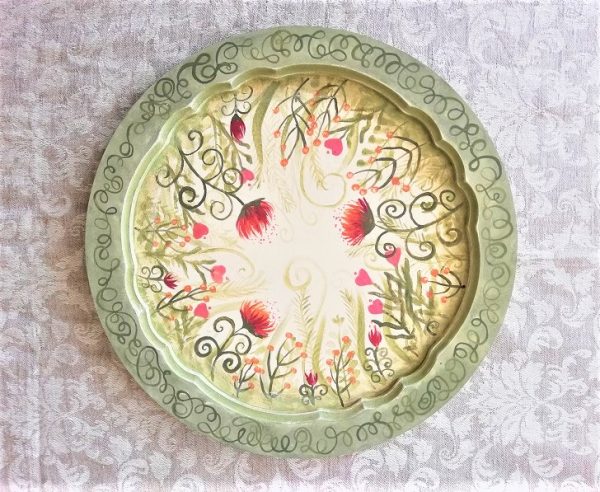 Flored virágos tálca: vintage tálca-kézzel festett Piktorella portéka