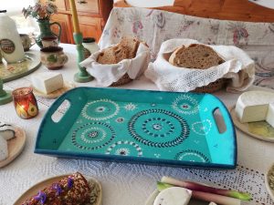 piktorella kézzel festett fa tálca boho dream tökéletes ajándék türkizkedvelőknek